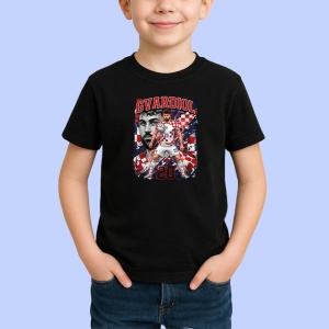 Tricou Josko Gvardiol Croatia Fundas Gri Fotbal, din bumbac 100%, tricou negru Copii | Dama | Barbat