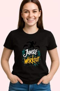 Tricou Jungle Workout Verde Activ, Copii | Dama | Barbat, culoare negru
