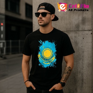 Tricou Kazakhstan Steag Splash Art, Copii | Dama | Barbat, culoare negru - Img 7