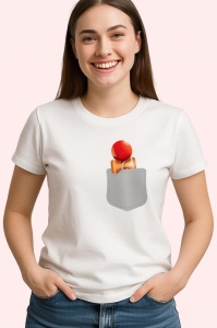 Tricou Kendama in buzunar design minimalist amuzant, din bumbac 100%, tricou alb, Copii | Dama | Barbat - Img 2