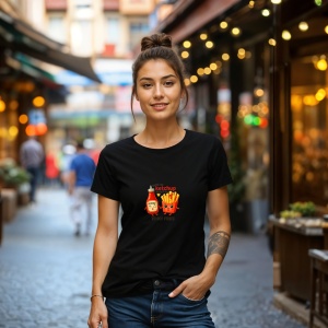Tricou Ketchup si cartofi prajiti Negru, Copii | Dama | Barbat - Img 12