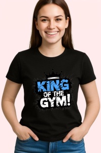 Tricou King Of The Gym Text Albastru, Copii | Dama | Barbat, culoare negru - Img 4