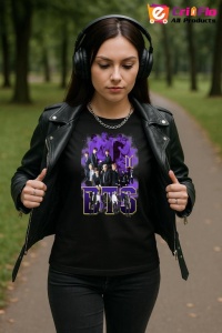 Tricou KPOP dama cu trupa formatia BTS 10 , music Coreean 177 - Img 6