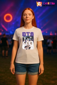 Tricou KPOP dama cu trupa formatia BTS 11 , music Coreean 178 - Img 6