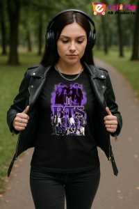 Tricou KPOP dama cu trupa formatia BTS 9 , music Coreean 186 - Img 5
