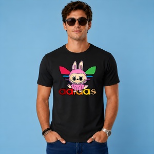 Tricou La Bubu Ursulet In Costum Iepure Logo Colorat Urban Hypebeast Style, din bumbac 100%, tricou negru, Copii | Dama | Barbat - Img 3