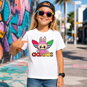 Tricou La Bubu Ursulet In Costum Iepure Logo Colorat Urban Hypebeast Style, din bumbac 100% Copii | Dama | Barbat - Img 4