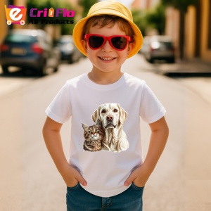 Tricou Labrador Retriever si pisica tabby prieteni adorabili Copii | Dama | Barbat Barbat - Img 13