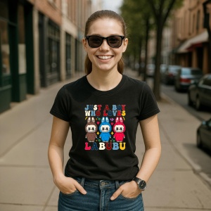Tricou Labubu boy loves, Unisex Dama si Barbat | Copii, Culoare Negru - Img 5