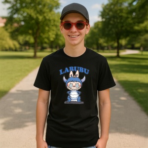 Tricou Labubu dino, Unisex Dama si Barbat | Copii, Culoare Negru - Img 4