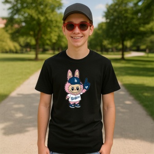 Tricou Labubu dodgers mix, Unisex Dama si Barbat | Copii, Culoare Negru - Img 4