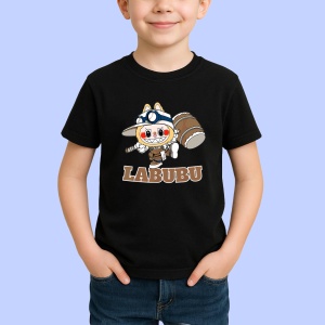 Tricou Labubu explorator, Unisex Dama si Barbat | Copii, Culoare Negru - Img 2