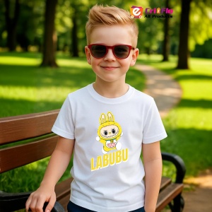Tricou Labubu galben simplu, Unisex Dama si Barbat | Copii - Img 5