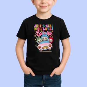 Tricou Labubu masina fete, Unisex Dama si Barbat | Copii, Culoare Negru - Img 2