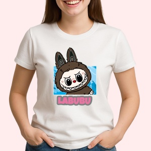 Tricou Labubu negru clasic, Unisex Dama si Barbat | Copii - Img 2