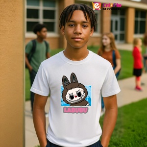 Tricou Labubu negru clasic, Unisex Dama si Barbat | Copii - Img 10