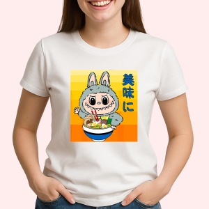 Tricou Labubu ramen japonez, Unisex Dama si Barbat | Copii - Img 2