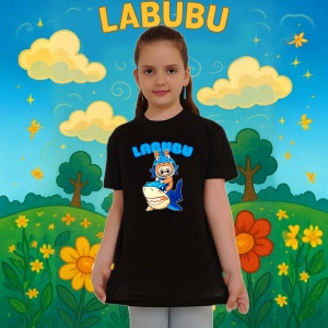 Tricou Labubu rechin albastru, Unisex Dama si Barbat | Copii, Culoare Negru - Img 8