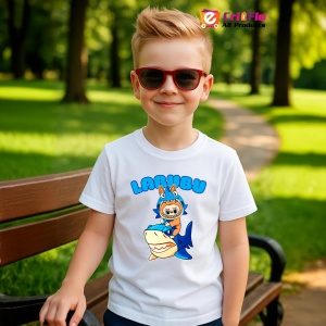 Tricou Labubu rechin albastru, Unisex Dama si Barbat | Copii - Img 5