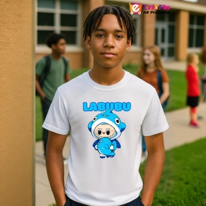 Tricou Labubu rechin albastru, Unisex Dama si Barbat | Copii - Img 10