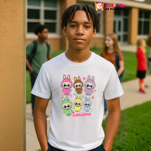Tricou Labubu trio curcubeu, Unisex Dama si Barbat | Copii - Img 10