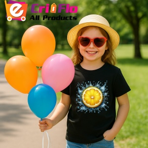 Tricou Lamaie galbena si stropi de energie, Fructe, Copii | Dama, culoare negru - Img 3