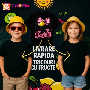 Tricou Lamaie Stoarce-ma, dragule, Fructe, Copii | Dama, culoare negru - Img 6