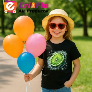 Tricou Lamaie verde si stropi intensi, Fructe, Copii | Dama, culoare negru - Img 3