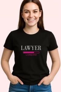 Tricou Lawyer Loading Lady, din bumbac 100%, tricou negru, Dama | Barbat - Img 3