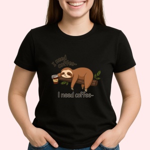 Tricou Lenes I need coffee Negru, Copii | Dama | Barbat - Img 2