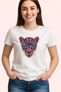 Tricou Leopard realist cu blana curcubeu Copii | Dama | Barbat
