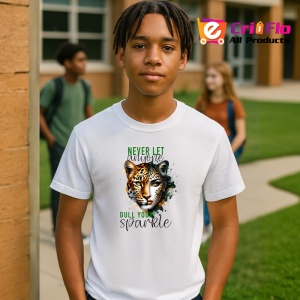 Tricou Leopard si femeie cu privire patrunzatoare mesaj never let anyone dull your sparkle Copii | Dama | Barbat Barbat - Img 8