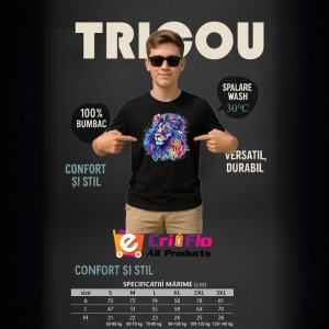 Tricou Leu curcubeu cu detalii aurii si fundal alb Copii | Dama | Barbat, culoare negru - Img 7