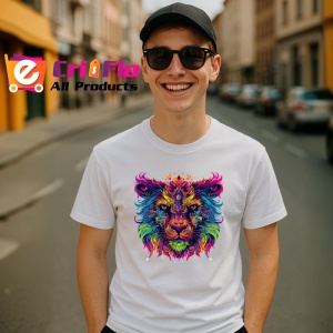 Tricou Leu multicolor cu privire impunatoare Copii | Dama | Barbat - Img 5