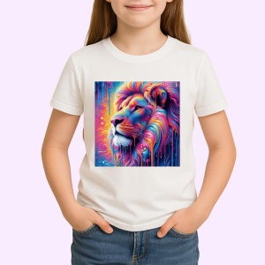 Tricou Leu pastelat in stil psihedelic fundal curat Copii | Dama | Barbat