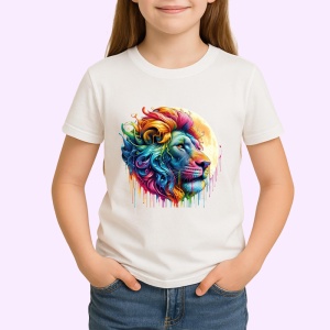Tricou Leu regal cu coama in vant fundal alb Copii | Dama | Barbat - Img 3