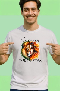 Tricou Leu si femeie curajoasa mesaj inspirational stronger than the storm Copii | Dama | Barbat Barbat - Img 2