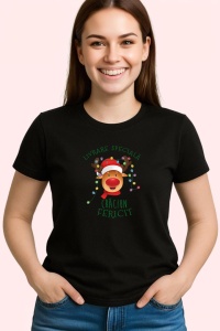 Tricou Livrare Speciala Ren Craciun, din bumbac 100%, tricou negru, Dama | Barbat
