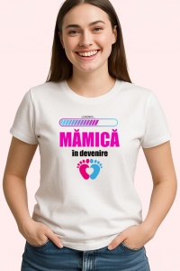 Tricou Loading Mamica In Devenire, din bumbac 100%, tricou alb, Dama | Barbat - Img 2