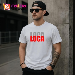 Tricou Loca Loca Text Rosu Si Negru Design Modern, din bumbac 100% , tricou alb pentru Copii | Dama | Barbat - Img 9