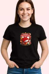 Tricou Logo Dinamo Bucuresti Caini Rosii Fotbal, din bumbac 100%, tricou negru Copii | Dama | Barbat