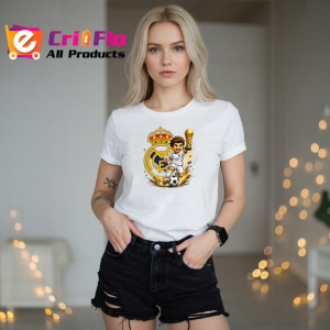 Tricou Logo Real Madrid Fotbal Minge Coroana Spania, din bumbac 100% , tricou alb pentru Copii | Dama | Barbat - Img 7