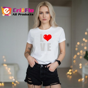Tricou Love Text Minimalist, din bumbac 100%, tricou alb, Dama | Barbat - Img 5