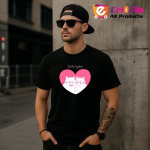 Tricou Love You Kitty, din bumbac 100%, tricou negru, Dama | Barbat - Img 4