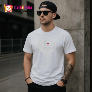 Tricou Loving Couple Moon, din bumbac 100%, tricou alb, Dama | Barbat