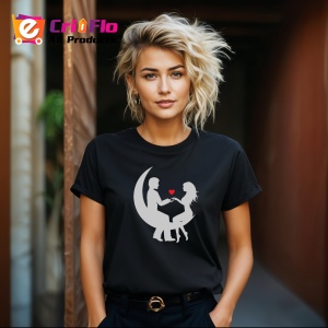 Tricou Loving Couple Moon, din bumbac 100%, tricou negru, Dama | Barbat - Img 6