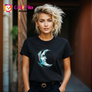 Tricou Luna Cu Fata Portret Poligonal, Copii | Dama | Barbat, culoare negru - Img 12