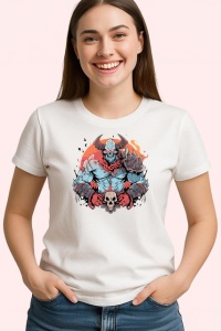 Tricou Luptator Demon Gri Cu Coarne Stil Graffiti, din bumbac 100% , tricou alb pentru Copii | Dama | Barbat - Img 3