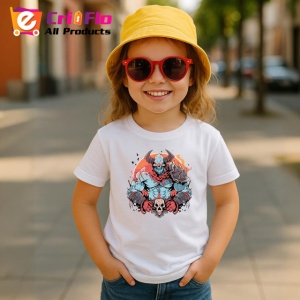 Tricou Luptator Demon Gri Cu Coarne Stil Graffiti, din bumbac 100% , tricou alb pentru Copii | Dama | Barbat - Img 5