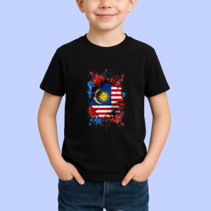 Tricou Malaysia Steag Splash Art, Copii | Dama | Barbat, culoare negru - Img 2